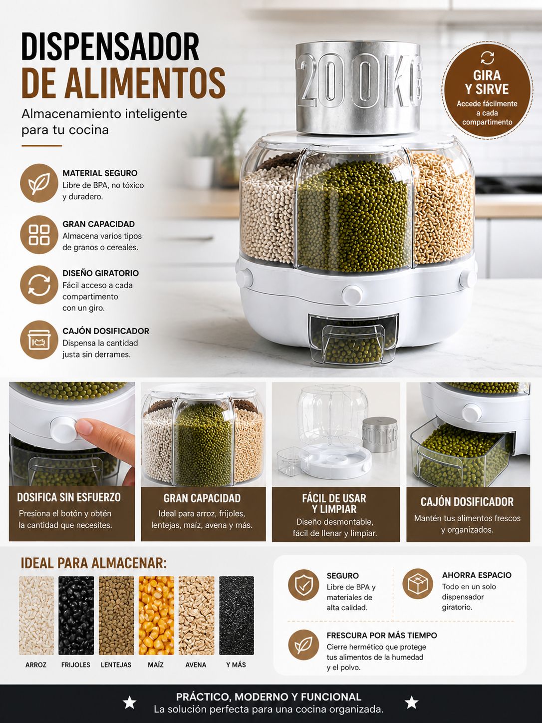 DISPENSADOR JIRATORIO DE GRANOS